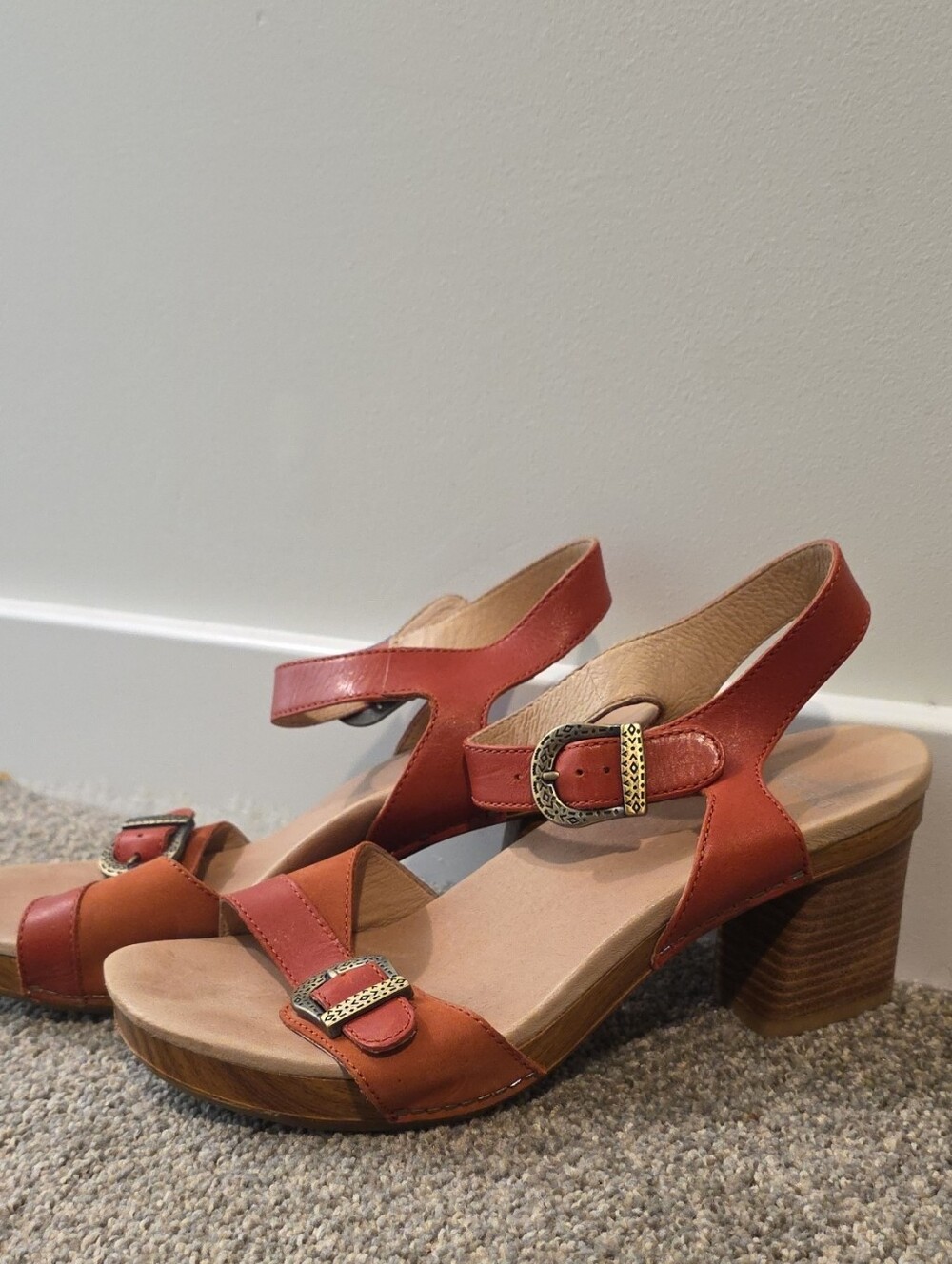 Dansko Women's Strappy Block Heel Sandals in Rust